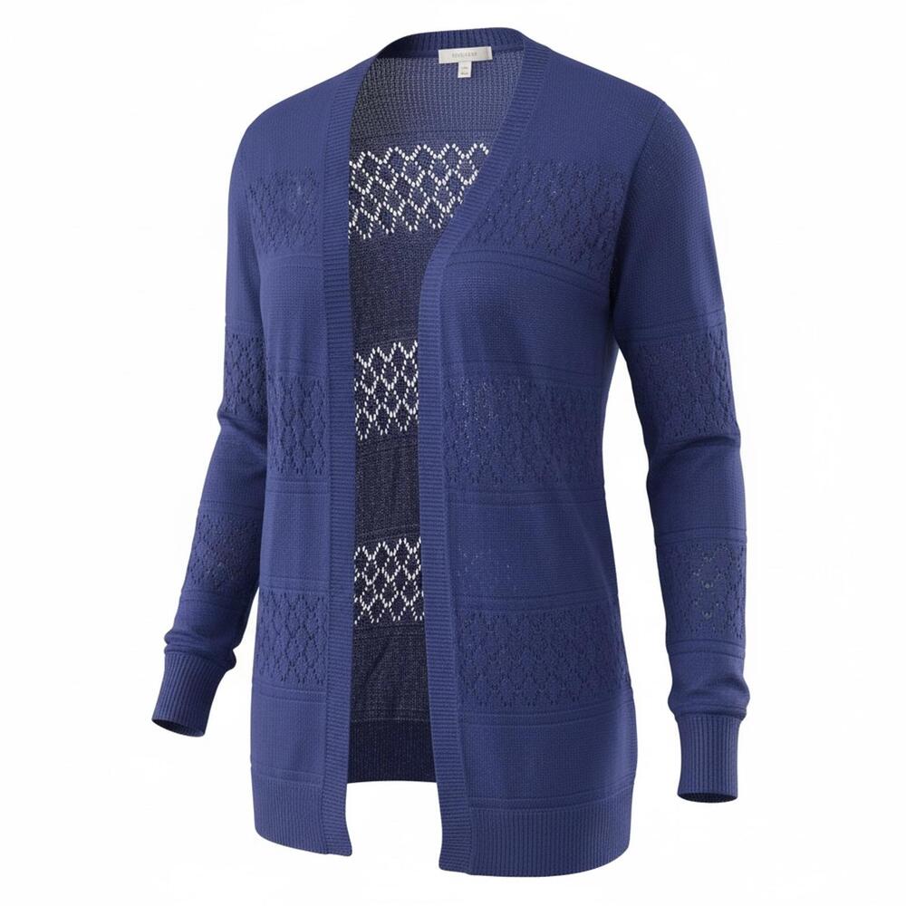 Grecerelle Blue Open Front Knit Cardigan Size Medium Lightweight Longline